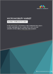 Micro-Mobility Market by Type (Bicycle, E-bike, E-kick Scooter), Propulsion (Pedal Assist & Electric), Ownership (B2B, B2C), Sharing (Docked, Dock-less), Data (Navigation, Payment), Travel Range, Speed and Region - Global Forecast to 2027