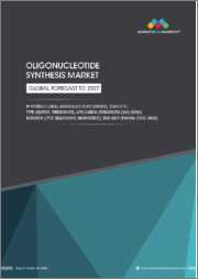 Oligonucleotide Synthesis Market by Product (Drug, Synthesized Oligo (Primer), Reagents), Type (Custom, Predesigned), Application (Therapeutic (ASO, siRNA), Research ((PCR, Sequencing, Diagnostics)), End User(Pharma, CROS, CMOs) -Global Forecast -2027