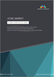 VCSEL Market by Type (Single-mode and Multimode), Material (GaAs, InP, GaN), Wavelength, Application (Sensing, Data Communication, Industrial Heating & Printing, Emerging), Data Rate, Industry and Region - Global Forecast to 2028
